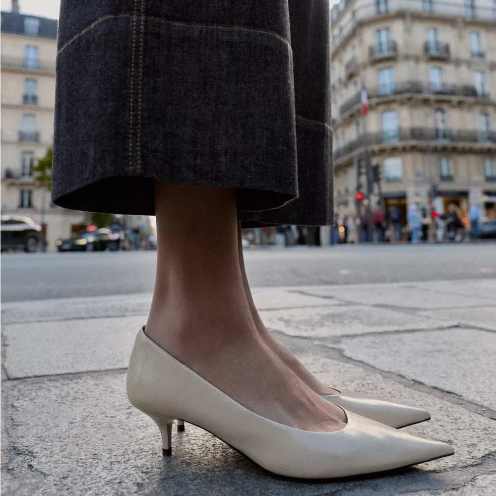 ZARA Elegant Cream Women's KITTEN Heels